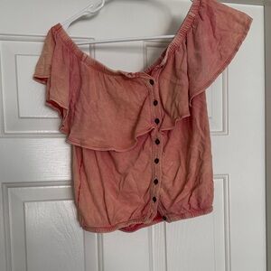Free People Coral Off-Shoulder Blouse